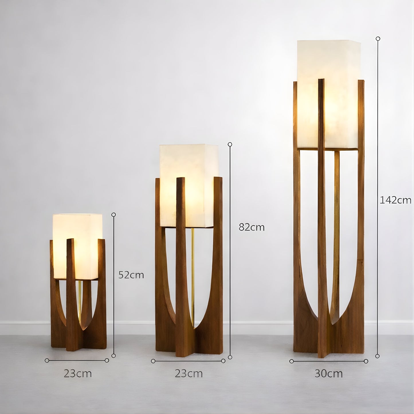 Wabi Sabi Walnut Wood Floor Lamp – Japandi Sculptural Statement Light