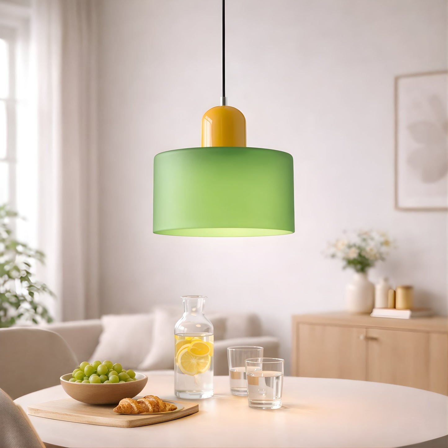Creative Bauhaus Glass Pendant – Modern Architectural Colour Statement