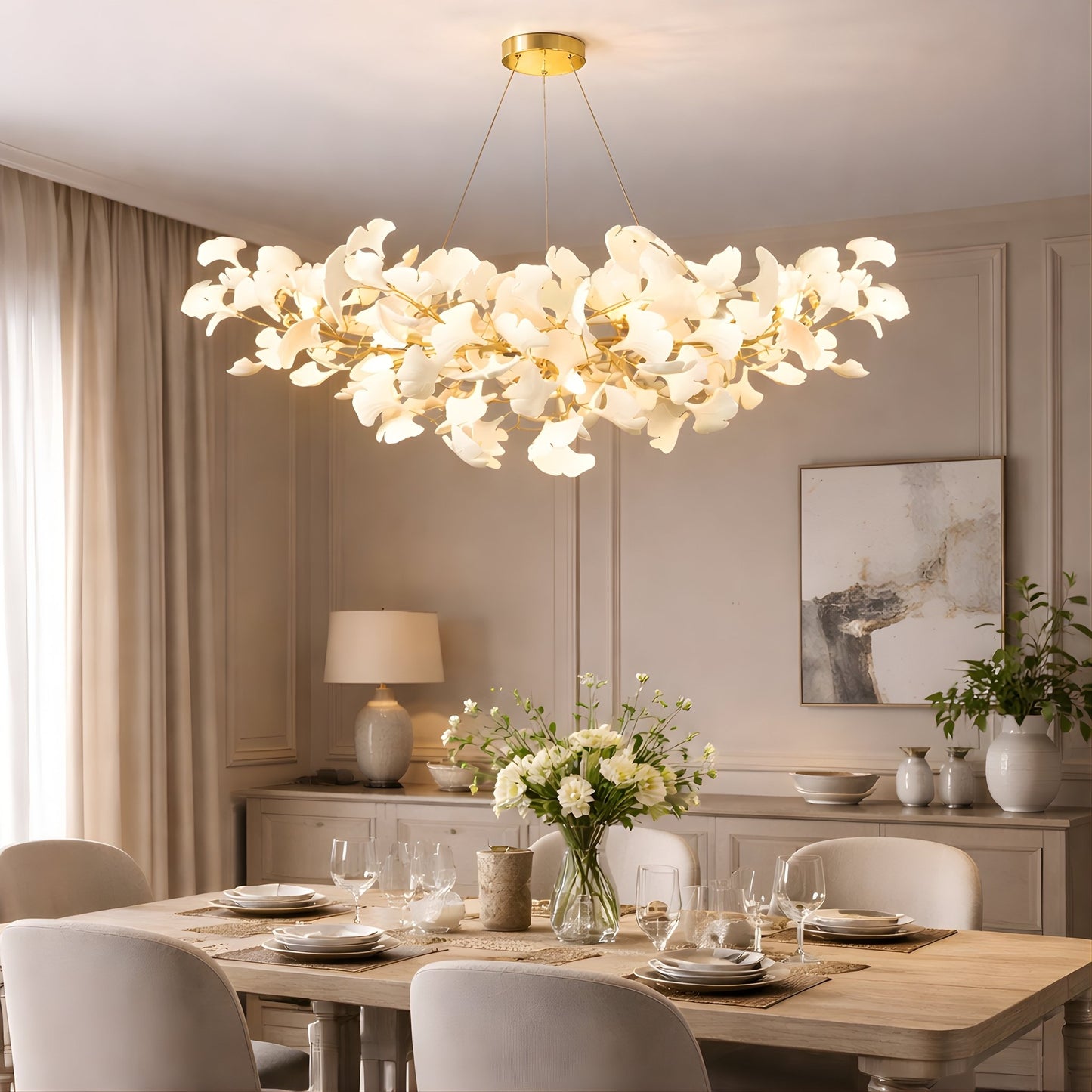 Ginkgo Leaf Chandelier – Modern Ceramic Statement Light