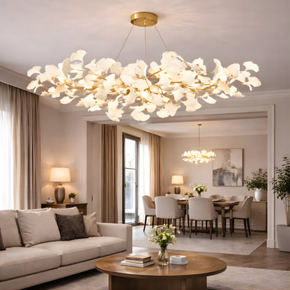 Ginkgo Leaf Chandelier – Modern Ceramic Statement Light
