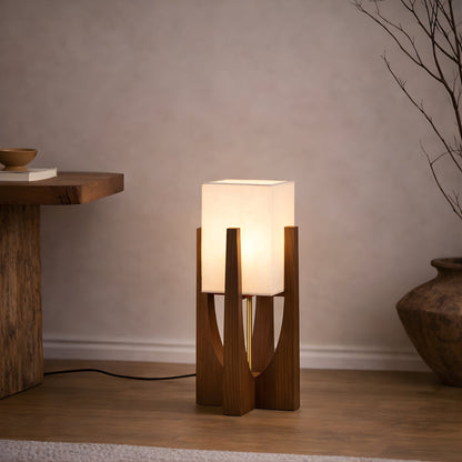 Wabi Sabi Walnut Wood Floor Lamp – Japandi Sculptural Statement Light