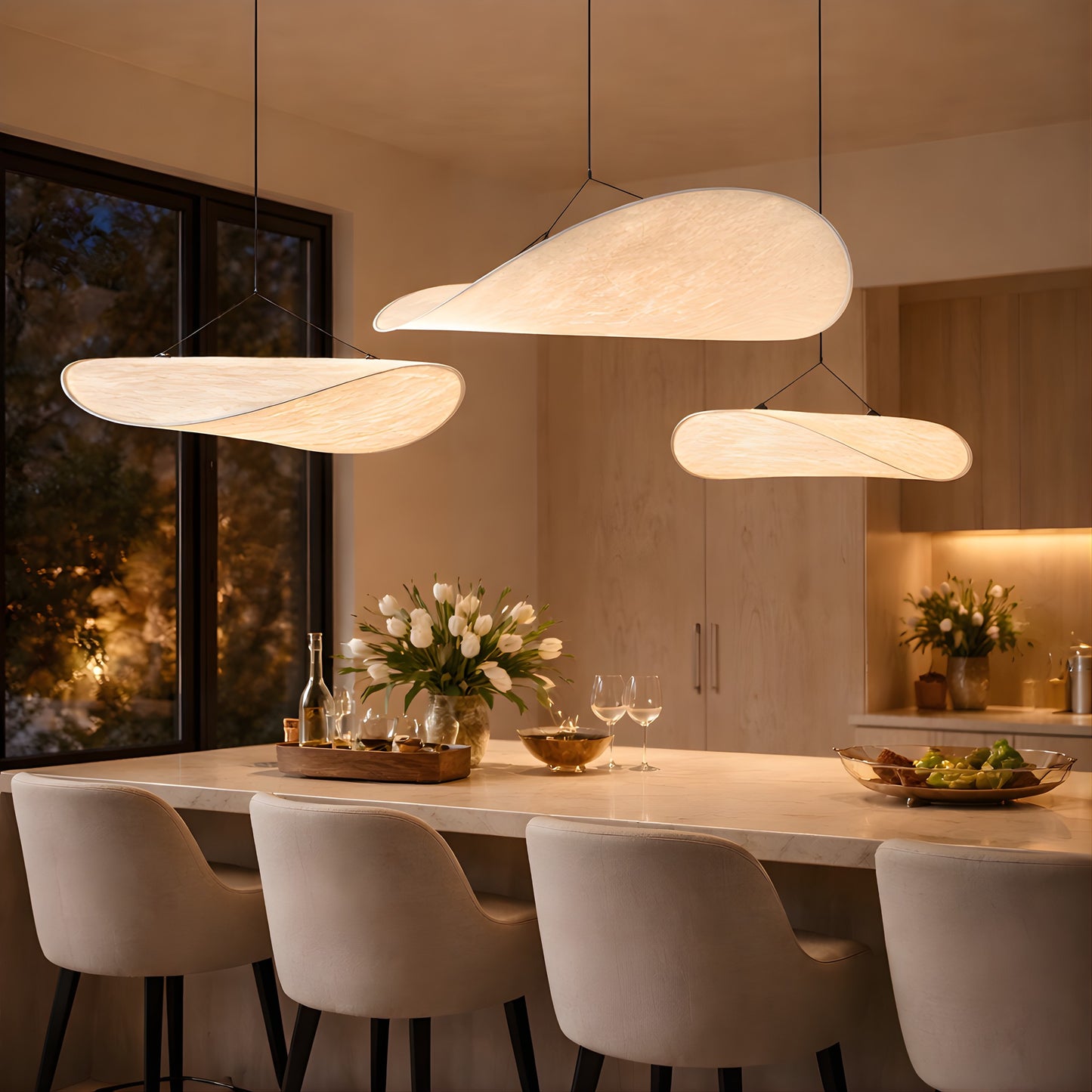 Japandi Silk Pendant Light – Sculptural Modern Ceiling Light