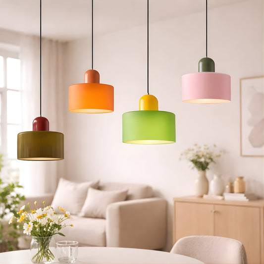 Creative Bauhaus Glass Pendant – Modern Architectural Colour Statement