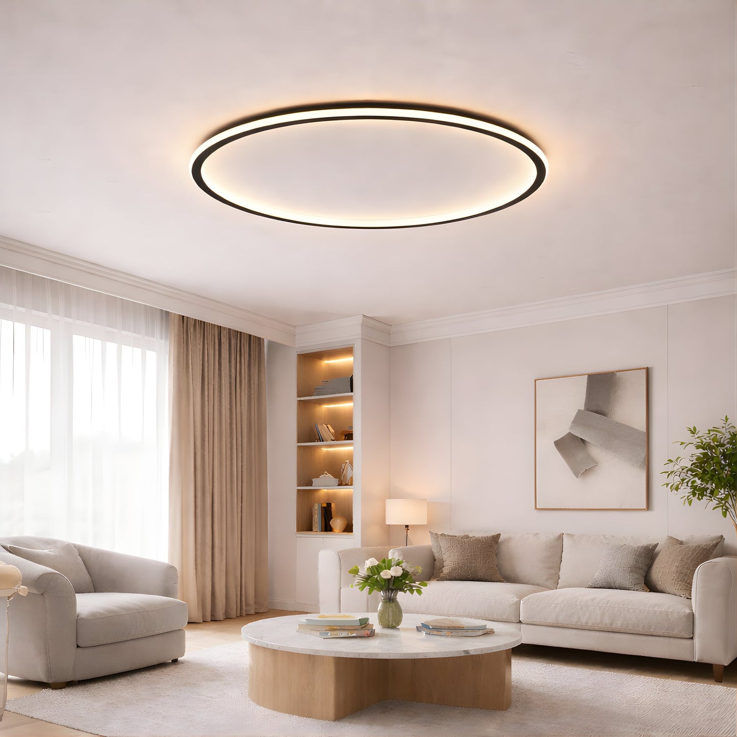 Halo Flush Mount Ceiling Light – Minimal Modern LED Ring