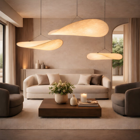 Japandi Silk Pendant Light – Sculptural Modern Ceiling Light