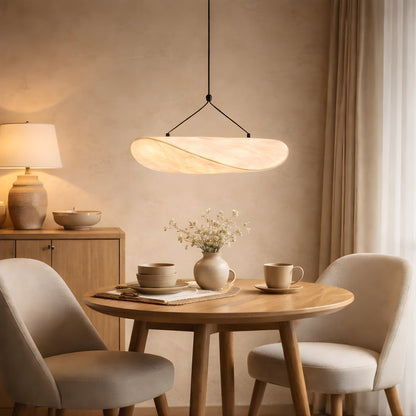 Japandi Silk Pendant Light – Sculptural Modern Ceiling Light