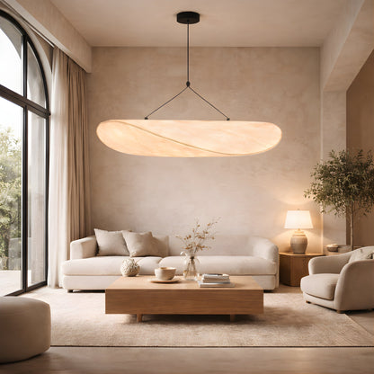Japandi Silk Pendant Light – Sculptural Modern Ceiling Light