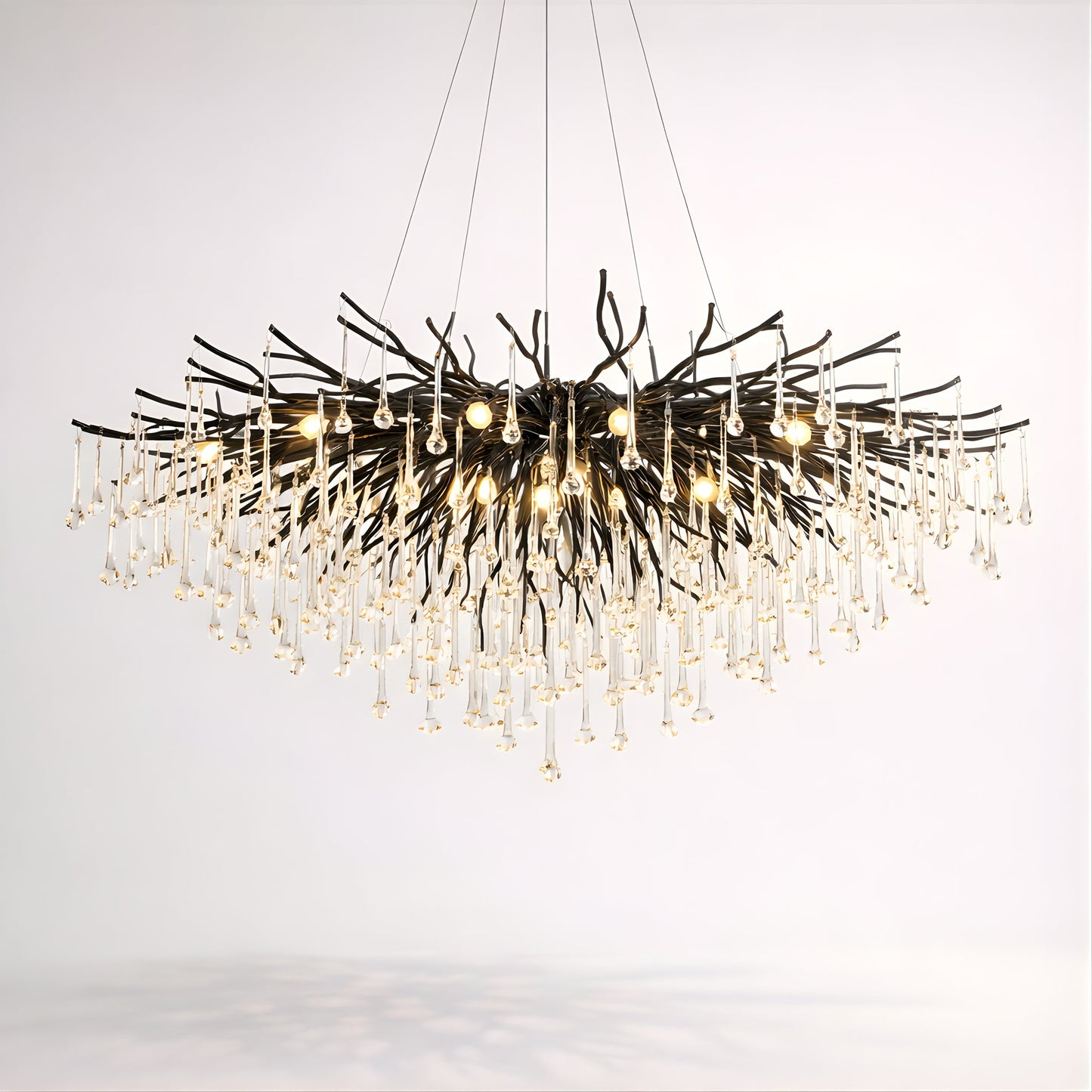 Raindrop Black Chandelier – Sculptural Crystal Statement