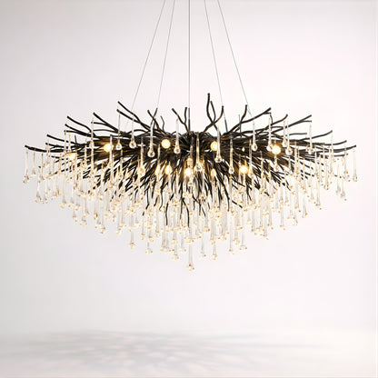 Raindrop Black Chandelier – Sculptural Crystal Statement