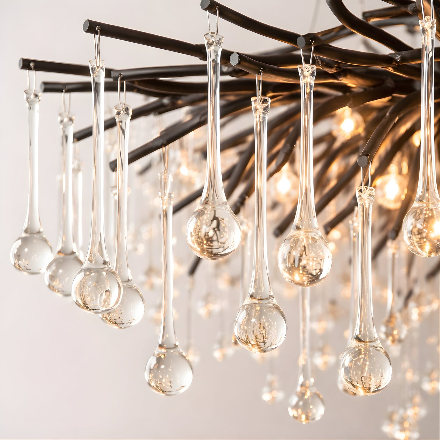 Raindrop Black Chandelier – Sculptural Crystal Statement