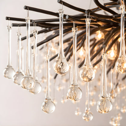 Raindrop Black Chandelier – Sculptural Crystal Statement