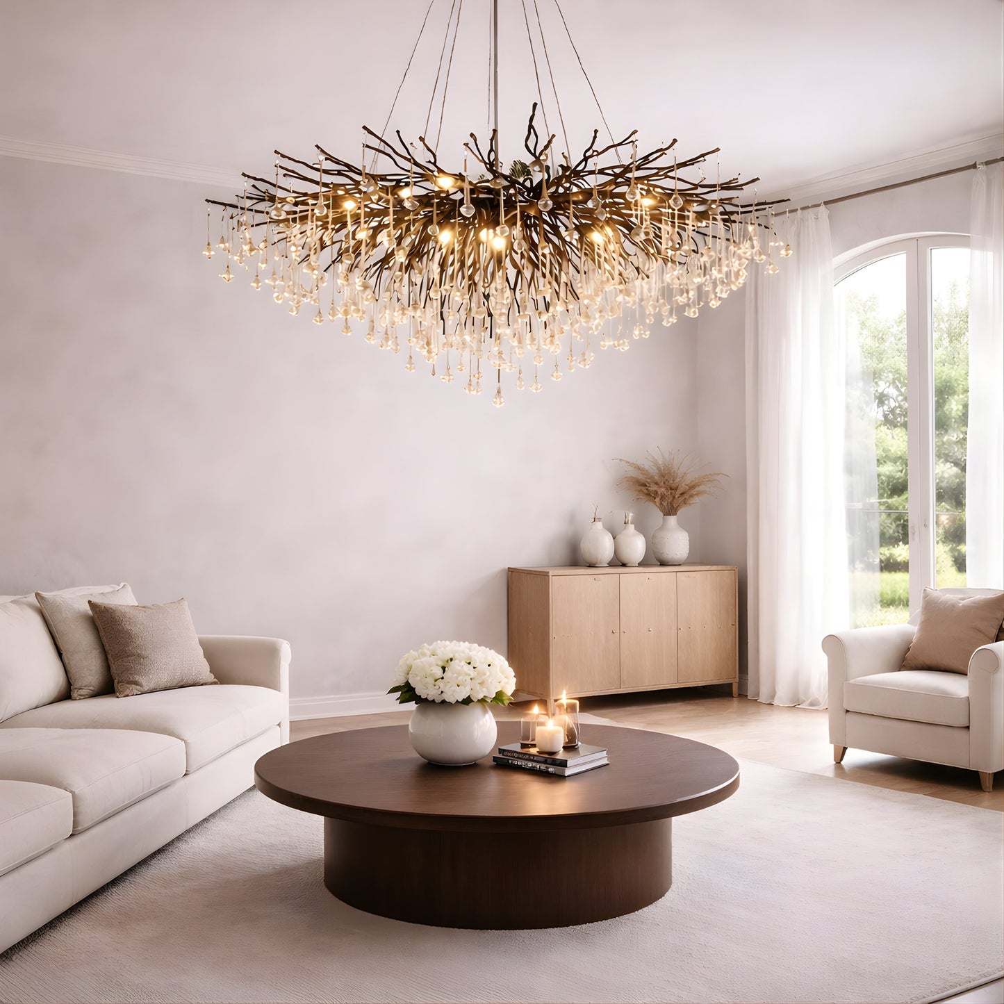 Raindrop Black Chandelier – Sculptural Crystal Statement