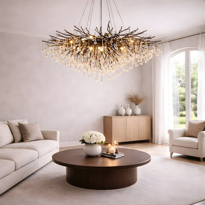 Raindrop Black Chandelier – Sculptural Crystal Statement