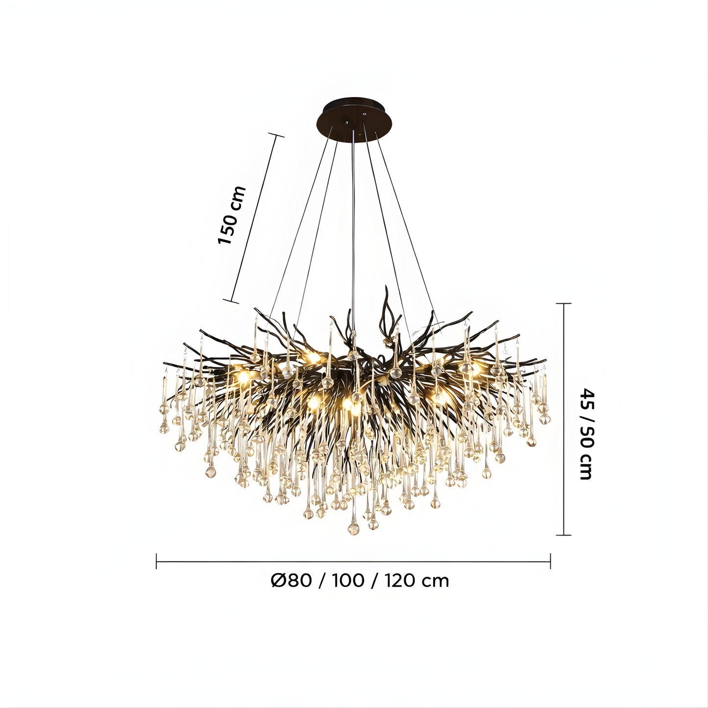 Raindrop Black Chandelier – Sculptural Crystal Statement
