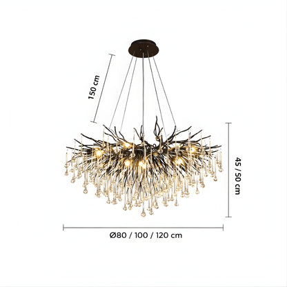 Raindrop Black Chandelier – Sculptural Crystal Statement