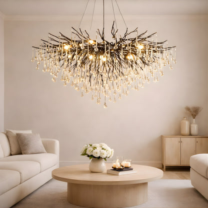 Raindrop Black Chandelier – Sculptural Crystal Statement