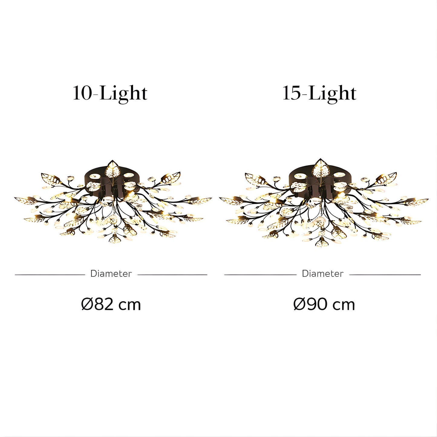 Crystal Leaf Chandelier – Modern Flush Ceiling Light